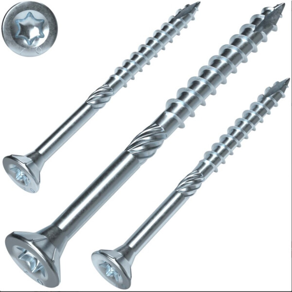 KST Spanplattenschraube mit Schneidkerbe und Fräsrippen, Senkkopf, A2, TG, TX25, 5,0 x35/24, Paket 500 Stück