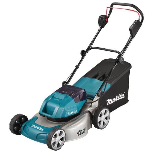 Makita DLM460Z Akku-Rasenmäher 2x18 V, Schnittbreite 46cm, einschaltbarer Leisemodus, 3in1, Solomaschine, 60l Fangkorb, ohne Radantrieb, bis 800qm