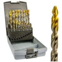 ABV HSS-GK TORNADO DRILL Spiralbohrersatz mit Stufenspitze, 19-teilig nach DIN338, 1-10,0mm, 0,5mm steigend, TIN-Kopfbeschichtung, geschliffene Ausführung  in Kunststoffkassette