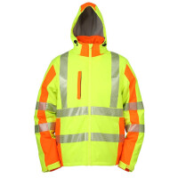 LeiKaTex® , Softshell-Warnschutz-Winterjacke nach EN ISO 20471, neongelb / warnorange, Größe XXL