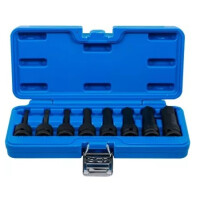 BGS Kraft-Bit-Einsatz, Antrieb 4-Kant 1/2", für Innensechskant, 5 bis 19mm, 8-teilig im Kunststoffkoffer, Art. 5481