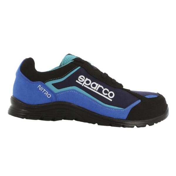 sparco Sicherheitshalbschuh Nitro S3 black blue, halbhoch, SW 12, Farbe: schwarz-blau, Größe 43, Microfaser-Leder-Klima-Obermaterial, SRC, öl- und benzinresistent, hitzeresistent bis 120°C