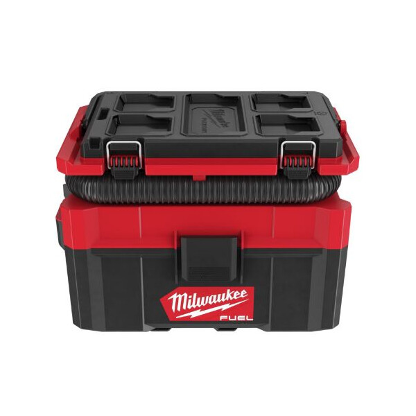 MILWAUKEE M18FPOVCL-0 FUEL Akku-Packout-Nass-/Trockensauger, 18V, 1,6m Schlauch, Lagermöglichkeit für Zubehör, Sologerät im Karton