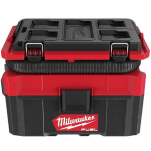 MILWAUKEE M18FPOVCL-0 FUEL Akku-Packout-Nass-/Trockensauger, 18V, 1,6m Schlauch, Lagermöglichkeit für Zubehör, Sologerät im Karton