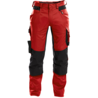DASSY Dynax, Farbe 6674 ROT/SCHWARZ, Größe 54 minus, Arbeitshose mit 4-Wege-Stretch und verstellbare Cordura Stretch-Kniepolstertaschen, 65% Polyester/35% Baumwolle, 245 g/m²
