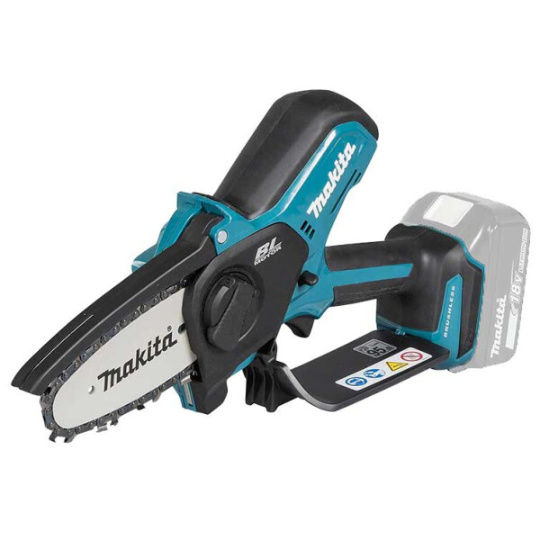 Makita DUC101Z Akku-Ast-Säge, 18V, BL-Motor, Schnittlänge 100mm, Sologerät ¶ Hinweis: Bitte beachten Sie, dass diese Ast-Säge, zur Vorbeugung von Verletzungen, ausschließlich mit zwei Händen bedient werden sollte.