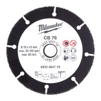 MILWAUKEE HM-Trennscheibe 76 mm für Holz, Kunststoff, Gipskarton