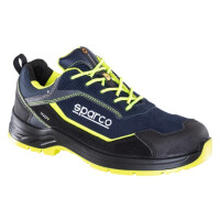 sparco Indy BALTIMORA S3 ESD Sicherheitshalbschuh, Größe 42, Farbe: dunkelblau-schwarz-grün, Weite 11, halbhoch, Nubukleder mit Puron Front- und Heckschutz, SR, öl- und benzinresistent, hitzebeständig bis 120°C