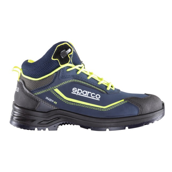 sparco Indy RICHMOND H S3 ESD Sicherheitshalbschuh, Gr. 44, Farbe: dunkelblau-schwarz-grün, Weite 11, knöchelhoch, Nubukleder mit Puron Front- und Heckschutz, Klemmfix Clip SR, öl- und benzinresistent, hitzebeständig bis 120°C