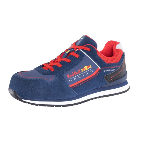 sparco Gymkhana Red Bull S3 ESD Sicherheitshalbschuh, Weite 11, Gr. 42, Farbe: dunkelblau-rot-weiß, halbhoch, Nubukleder mit Microfaser, öl- und benzinresistent, SRC, hitzebeständig bis 120°C