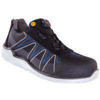 Santos S55 Blue-Fast S3 ESD Sicherheitshalbschuh, Gr. 41, Farbe: schwarz-blau, Weite 11,halbhoch, nahfreies Mover-Oberteil, extrem luftig, mit Schnellverschluss, selbstleuchtender Sicherheitsfaden, öl- und benzinresisten, SRC, hitzebeständig bis 140°C