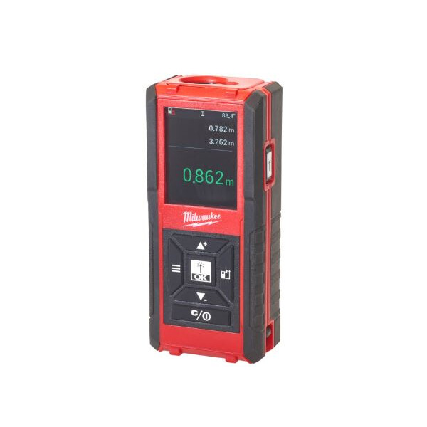 MILWAUKEE LDM100 Akku-Laser-Entfernungsmesser, 0,15-100m, 3-Zeilen-LCD-Display, Schutzklasse IP 54, 2xAAA