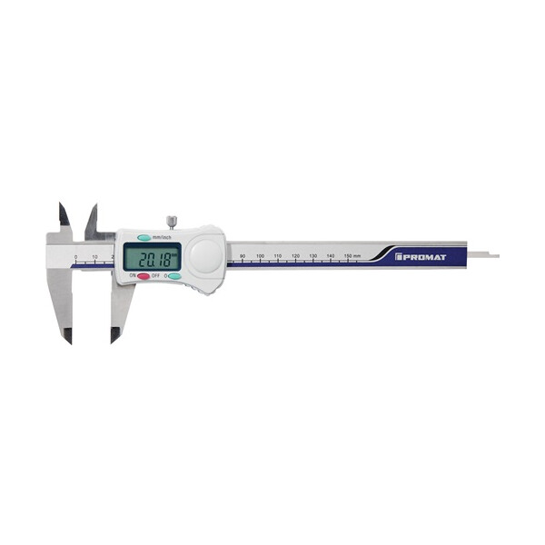 VOGEL Digitaler Messschieber 150mm, mechanisch in rostfreier, gehärteter Ausführung, mit Daumenrolle, Ziffernhöhe 13mm, inkl. 1,5V Batterie (Typ LR44)