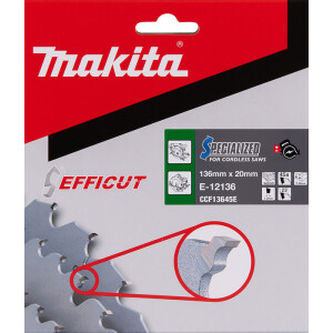 Makita E-12136, EFFICUT HM-Kreissägeblatt 136x1,4x20mm, 45 Zähne, Holz, für DSS501