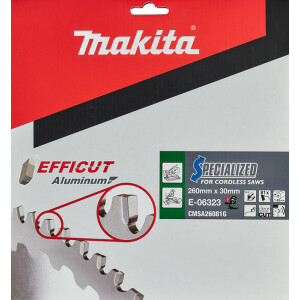 Makita E-06323, EFFICUT HM-Kreissägeblatt 260x2,15x30mm, 81 Zähne, Aluminium, für MLT100NX1, LH1040F, LS1019L, LS1018LN, RS002G, DLS111, LF1000, 2704N