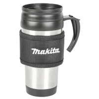 Makita E-015578 Thermobecher mit Griff, Gürtelclip, 400ml, Schiebeverriegelung, Stifthalter, Makita Logo