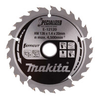 Makita E-12120, EFFICUT HM-Kreissägeblatt 136x1,4x20mm, 25 Zähne, Holz, für DSS501