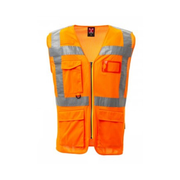 PAYPER Premium Warnschutzweste, Extra Mesh, 100% Polyester, Ausweistasche, retroreflektierenden Streife, orange, Gr. M