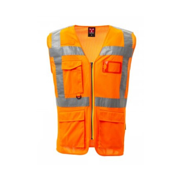 PAYPER Premium Warnschutzweste, Extra Mesh, 100% Polyester, Ausweistasche, retroreflektierenden Streife, orange, Gr. XL