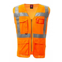 PAYPER Premium Warnschutzweste, Extra Mesh, 100% Polyester, Ausweistasche, retroreflektierenden Streife, orange, Gr. XL