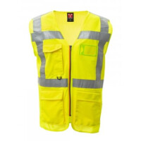 PAYPER Premium Warnschutzweste, Extra Mesh, 100% Polyester, Ausweistasche, retroreflektierenden Streife, gelb, Gr. XL