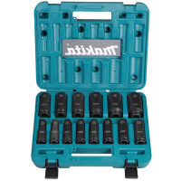Makita E-16586 Impact Black Kraft-Steckschlüssel-Set 14tlg, 1/2", Größen 10 / 11 / 12 / 13 / 14 / 16 / 17 / 19 / 21 / 22 / 24 / 27 / 30 / 32 mm, lange Ausführung