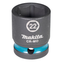 Makita E-16184 Impact Black Kraft-Steckschlüssel 1/2" SW 22, Ausführung kurz, Länge 38mm