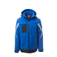 PAYPER WONDER PAD Softshell-Winterjacke, königsblau/marineblau, Gr. XL, verstärkter Bund, Reflexband auf Schultern und Armen, abnehmbare Kapuze mit Kordelzug, elastische Ärmelbündchen mit Klett, 78% Nylon, 22% Elastan