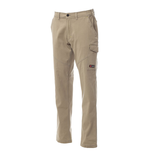 PAYPER WORKER STRETCH Arbeitshose, kaki, Gr. M, ganzjährige Unisex-Stretchhose mit seitlichem Gummizug, 98% Baumwolle, 2% Elastan, 300g/m²