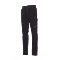 PAYPER WORKER STRETCH Arbeitshose, schwarz, Gr. S, ganzjährige Unisex-Stretchhose mit seitlichem Gummizug, 98% Baumwolle, 2% Elastan, 300g/m²