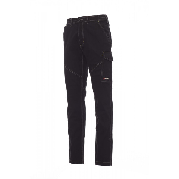 PAYPER WORKER STRETCH Arbeitshose, schwarz, Gr. M, ganzjährige Unisex-Stretchhose mit seitlichem Gummizug, 98% Baumwolle, 2% Elastan, 300g/m²