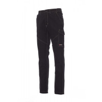 PAYPER WORKER STRETCH Arbeitshose, schwarz, Gr. M, ganzjährige Unisex-Stretchhose mit seitlichem Gummizug, 98% Baumwolle, 2% Elastan, 300g/m²