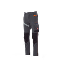 PAYPER NEXT 4W Arbeitshose, rauchgrau/schwarz, Gr. 50, ganzjährige 4-Wege-Stretch-Unisex-Hose mit seitlichem Gummizug, Kniepolstertasche, 90% Nylon, 10% Elastan, 260g/m²