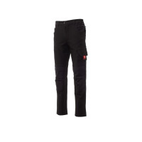 PAYPER NEXT 4W Arbeitshose, schwarz, Gr. 48, ganzjährige 4-Wege-Stretch-Unisex-Hose mit seitlichem Gummizug, Kniepolstertasche, 90% Nylon, 10% Elastan, 260g/m²