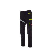 PAYPER NEXT 4W Arbeitshose, schwarz/schwarz, Gr. 54, ganzjährige 4-Wege-Stretch-Unisex-Hose mit seitlichem Gummizug, Kniepolstertasche, 90% Nylon, 10% Elastan, 260g/m²