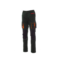 PAYPER NEXT 400 Arbeitshose, grün/schwarz, Gr. 52, ganzjährige Stretch-Unisex-Hose mit seitlichem Gummizug, Kniepolstertasche, 50% Polyester, 30% Baumwolle, 20% Elastan,280g/m²