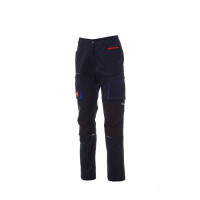 PAYPER NEXT 400 Arbeitshose, marineblau/schwarz, Gr. 50, ganzjährige Stretch-Unisex-Hose mit seitlichem Gummizug, Kniepolstertasche, 50% Polyester, 30% Baumwolle, 20% Elastan,280g/m²