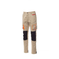 PAYPER NEXT 400 Arbeitshose, kaki/nero, Gr. 48, ganzjährige Stretch-Unisex-Hose mit seitlichem Gummizug, Kniepolstertasche, 50% Polyester, 30% Baumwolle, 20% Elastan,280g/m²