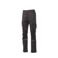 PAYPER NEXT 400 Arbeitshose, anthrazit/schwarz, Gr. 52, ganzjährige Stretch-Unisex-Hose mit seitlichem Gummizug, Kniepolstertasche, 50% Polyester, 30% Baumwolle, 20% Elastan,280g/m²