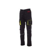 PAYPER NEXT 400 Arbeitshose, schwarz/schwarz, Gr. 46, ganzjährige Stretch-Unisex-Hose mit seitlichem Gummizug, Kniepolstertasche, 50% Polyester, 30% Baumwolle, 20% Elastan,280g/m²