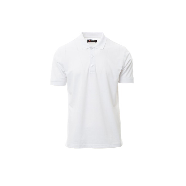 PAYPER VENICE PRO Poloshirt, weiß, Gr. XL, kurzärmelig, Knopfleiste Ton-in-Ton, Piquet, 52% recyceltes Polyester, 48% Baumwolle, 210g/m²