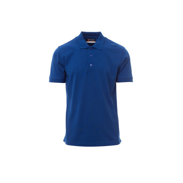 PAYPER VENICE PRO Poloshirt, königsblau, Gr. M, kurzärmelig, Knopfleiste Ton-in-Ton, Piquet, 52% recyceltes Polyester, 48% Baumwolle, 210g/m²