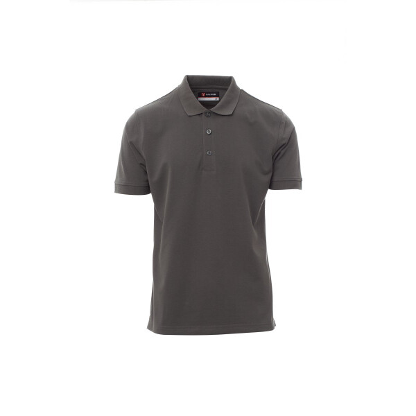 PAYPER VENICE PRO Poloshirt, rauchgrau, Gr. L, kurzärmelig, Knopfleiste Ton-in-Ton, Piquet, 52% recyceltes Polyester, 48% Baumwolle, 210g/m²