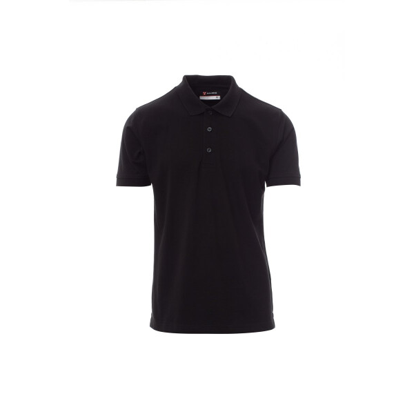 PAYPER VENICE PRO Poloshirt, schwarz, Gr. S, kurzärmelig, Knopfleiste Ton-in-Ton, Piquet, 52% recyceltes Polyester, 48% Baumwolle, 210g/m²