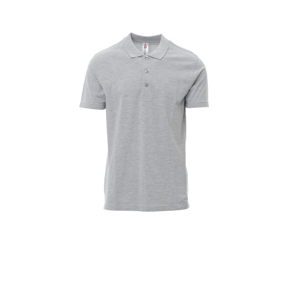 PAYPER AMALFI Poloshirt, grau meliert, Gr. XL, kurzärmelig, Knopleiste Ton-in-Ton, Jersey, 90% Baumwolle, 10% Polyester, 175g/m²