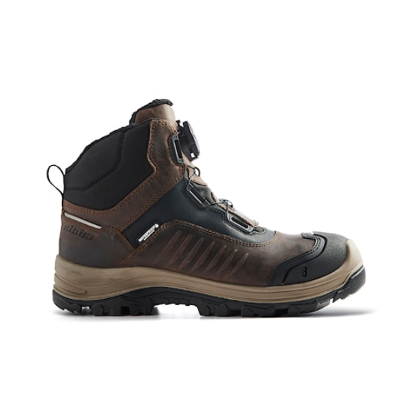 BLAKLÄDER STORM Wintersicherheitsstiefel S3 SRC HRO WR CI, Farbe braun/schwarz, Gr. 42, knöchelhoch, wasserdicht, robust, hochwertiges Leder mit Fütter aus Wolle/Polyester, extra breite Passform