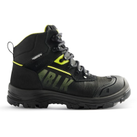 ABV BLAKLÄDER STORM S3 SRC HRO WR CI, Sicherheitsschuh, Gr. 44, Farbe schwarz/gelb, knöchelhoch, wasserdicht, robuste Textiloberfläche mit reflektierenden Fäden, TPU-verstärkter Zehenkappe, breite Passform
