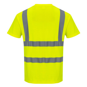Portwest S170 Baumwoll-Comfort-Warnschutz-Kurzarmshirt, Farbe: neongelb, Rundhalsauschnitt, 40+ UPF klassifiziertes Gewebe, das 98% der UV-Strahlen blockiert, max. 50 Wäschen, Größe XL
