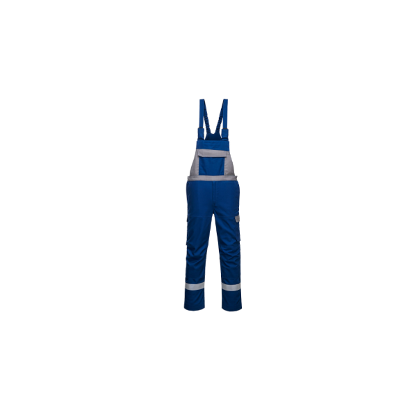 Portwest FR07 Bizflame Ultra zweifarbige Latzhose Größe M, Farbe royalblau, 80% Baumwolle, 19% Polyester, 1% Kohlefaser 340g