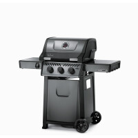 NAPOLEON Freestyle 365 Gasgrill, 3 Edelstahl-Hauptbrenner, Grillfläche 51 x 45cm, Gewicht: 47kg, langlebige Aluguss-Grillkammer, emaillierte Gusseisen-Grillroste, integriertes Thermometer, beide Seitenablagen klappbar, Farbe Graphit